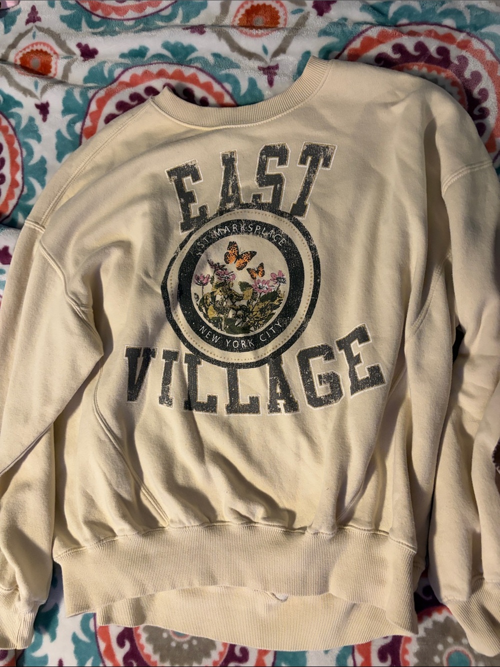 East Village Cream Graphic Sweatshirt